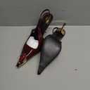 CAGLGLZ Women's Slingback Stiletto High Heels Crystal Metallic Closed Pointed Toe Pumps Patent Leather Slip on Elastic Strap 4 inch Heeled Sandals Fashion Party Dress Shoes for Women (7.5, Burgundy)