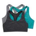 Hanes Racerback Bralette Pack, Stretch Cotton Knit Low-Impact Bra, Moisture-Wicking Cotton T-Back Bra Top, 3-Pack, 2XL