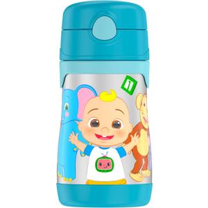 Thermos Baby 10 oz. Stainless Steel Bottle with pop-up straw, Cocomelon