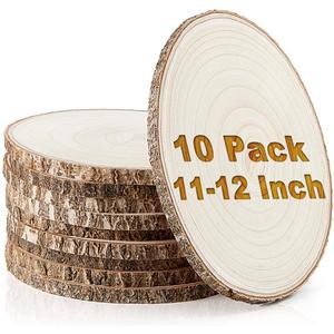 Set of (10) 11-12 Inches Large Wood Slices, Wood Centerpieces for Tables, Wood Slices for Centerpieces, Unfinished Wood Rounds for Wedding, Baby Shower, Party, Natural Paulownia Wooden Slabs