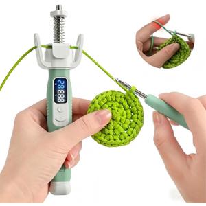 Crochet Tension Tool with Row & Stitch Counter, Rechargeable Yarn Guide Regulator for Even Tension, Ergonomic Finger Relief for Arthritis & Beginners, Left Right Handed Crochet Accessories