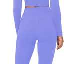 Sunzel Mini Flare Leggings for Women, High Waist Yoga Pants with Tummy Control, Casual Gym Workout Bootcut Leggings (Blue)