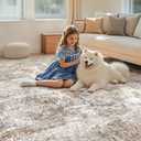 10x12 Washable Area Rug: Extra Large Modern Abstract Rugs Soft Neutral Non Slip Ultra Thin Stain Resistant Indoor Carpet for Living Room Bedroom Dining Room Home Office(Brown)