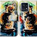 Case for Motorola Edge Plus 2023,Cute Cat Painting Leather Flip Phone Case Wallet Cover with Card Slot Holder Kickstand for Motorola Edge Plus 2023