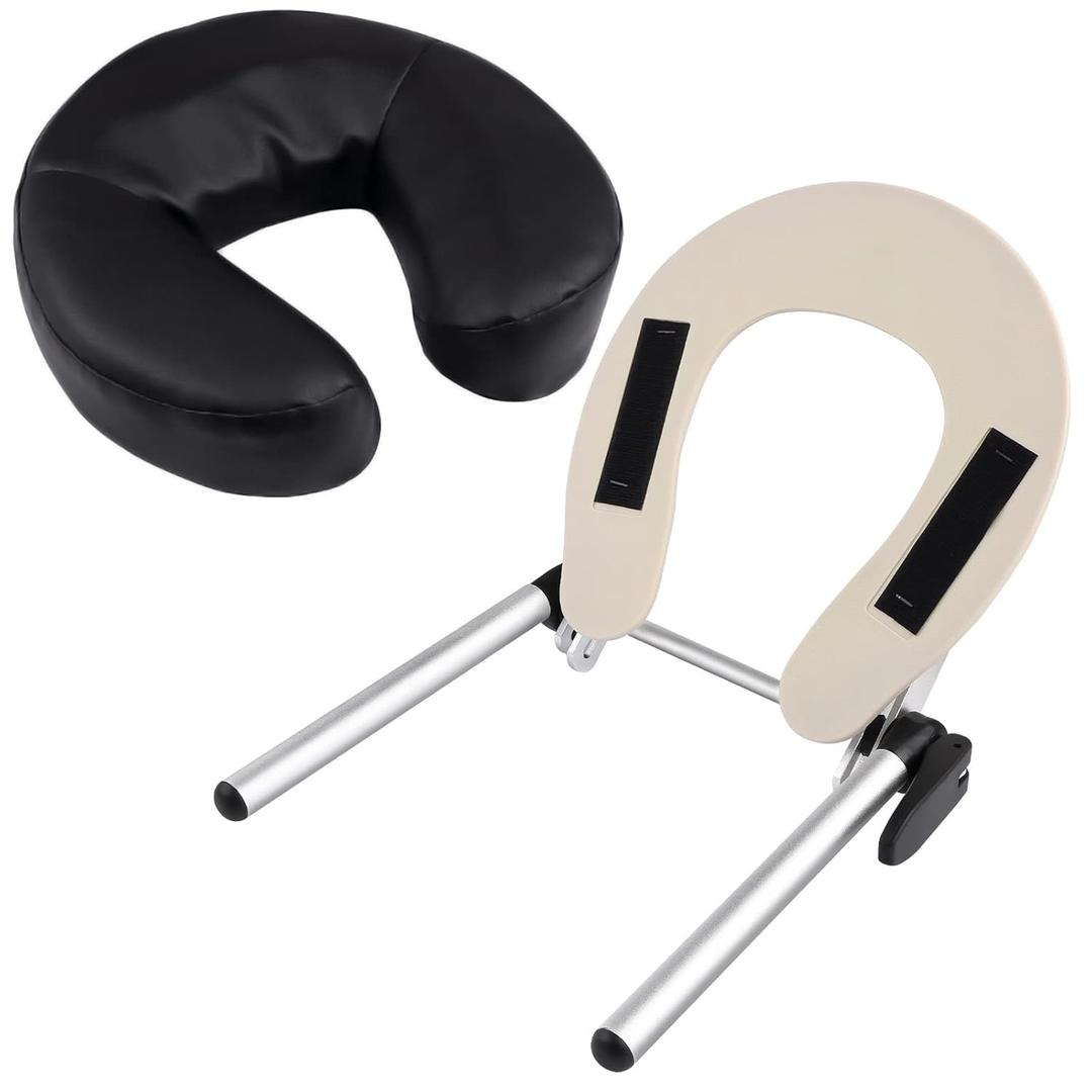 EBANKU Universal Adjustable Face Cradle Massage Table Bed Face Cradle Pillow Cushion Set, Aluminum Massage Face Cradle with Pillow Cushion Spa Massage Table Pad & Face Cradle Set