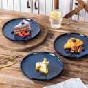 vicrays Ceramic Dinner Plates Set - Porcelain 10 Inch Flat Steak Pasta Pizza Plate Home Party Restaurant Plate Scratch Resistant Microwave Oven and Dishwasher Safe Set of 6 Blue