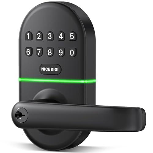 Keypad Door Lock with Handle: Keyless Entry Smart Lock for Front Door, NICE DIGI Electronic Digital Door Lock, Easy Installation