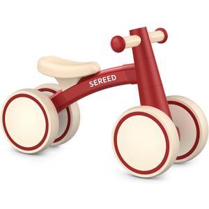SEREED Baby Balance Bike for 1 Year Old Boys Girls 12-24 Month Toddler Balance Bike, 4 Wheels Toddler First Bike, First Birthday Gifts (Red)