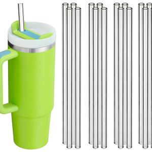 15pc Reusable Glass Straws Shatter Resistant for Smoothies, Cold and Hot Drinks - Extra Long 12 Inch 10mm Wide Drinking Straws Clear - BPA Free Thick Borosilicate (10 mm 12 inch)