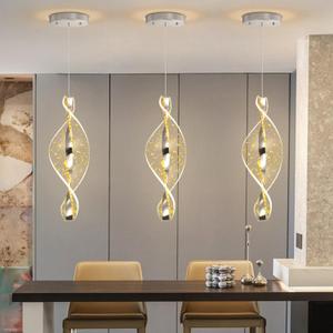 1 Lights Glam Chandelier Modern Pendant Lighting LED Dimmable Acrylic Chandelier for Kitchen Island Dining Room Bedroom Living Room Silver