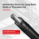 9/16"(14mm) Power Nut Driver, Nut Runner Hollow Socket with 1/4" Hex Shank,Fit Long Bolts and Ductwork Power Nut Driver for Overhead Fastening Applications Operations (6 Inch)