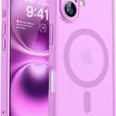CANSHN Magnetic for iPhone 16 Case, Upgraded [Full Camera Protection] [Compatible with Magsafe] [Translucent Matte] Shockproof Protective Phone Case for iPhone 16 - Pinkish Purple