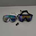 Swim Goggles, Frameless Wide View Swimming Goggles, Anti-Fog Anti-UV No Leaking Pool Goggles for Men Women Adult (Blue & Pink)