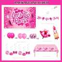 2 x Hot Pink Party Decorations For Girls,Banner,Pink Balloons,Tablecloth,Paper pom poms Party Supplies for Women