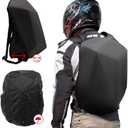 JFG RACING Motorcycle Backpack 30L,Universal Hard Shell Helmet Hardshell Riding Back Pack for Men Women-Grey Black