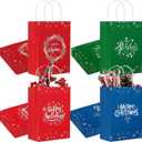 24 Pieces Merry Christmas Gift Bags Holiday Paper Bags with Handle 8.7 x 6.3 x 3.15 Inch Xmas Treat Bags Bulk for Xmas Coworkers Teachers Birthdays Christmas Holiday Parties Wedding Shopping