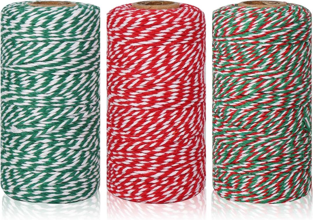 984 Feet Cotton Rope Cord String 2 mm Bakers Candy Rope Ribbon Twine for Gift Wrapping Arts Crafts Party Decorations,3 Rolls