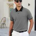 Men's Casual Short Sleeve Polo Shirts Classic Button Summer Collared Golf Top T-Shirt with Pocket (S)