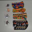 MJFSGYO African Head Wraps for Black Women, 4 Pieces Non-Slip Stretchy Boho Headbands and 4 pairs Lightweight Teardrop African Leather Earrings, Bright Print Yoga Headwrap for Workout