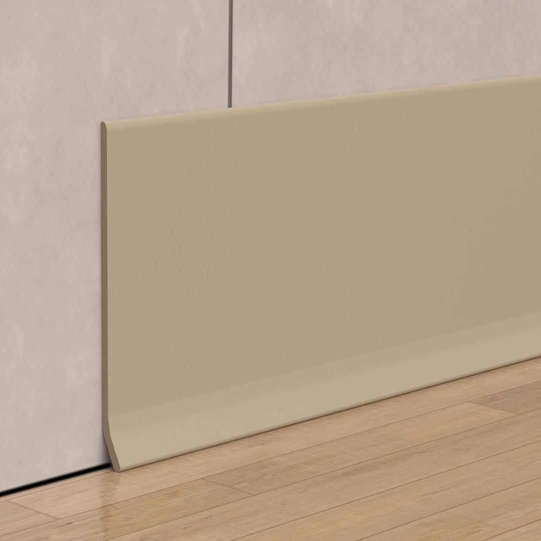 Peel and Stick Baseboard Trim, 6 Inch Rubber Baseboard Vinyl Wall Base, Flexible Baseboard Molding Trim, Adhesive Baseboard Trim Rubber Cove Base(60Ft, Beige)