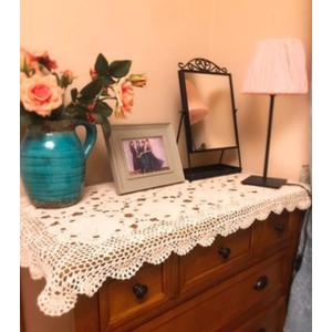 Damanni Rectangular Cotton Handmade Crochet Lace Table Runner Doilies Table Dresser Scarf,24 Inch by 31 InchBeige
