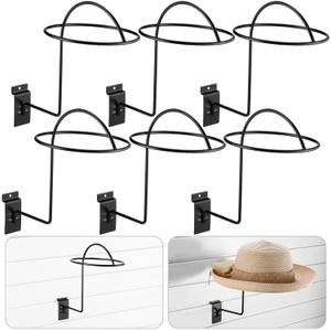 Zonon 6 Pcs Hat Display for Slatwall, Metal Hat Helmet Rack Wire Headwear Display Rack Retail Store Display Shelves Organizer Gridwall Hat Rack Slatwall Accessories for Home Retail Store Display