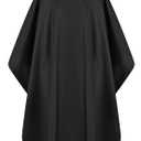Hair Cutting Cape with Adjustable Snap Closure, Professional Barber Cape, Large Size Haircut Salon Supplies for Men and Women - (Black)