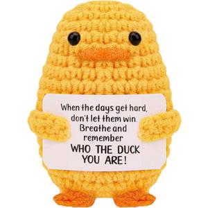 Stocking Stuffers for Men Women Adults Teens-Christmas Stockings White Elephant Gifts Handmade Knitted Positive Duck Emotional Support Crochet Stuffed Animals with Positive Cards