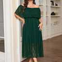 SCOMCHIC Womens Plus Size Formal Dresses Off Shoulder Lace White Bridesmaid Wedding Guest Evening Party Boho Maxi Dress (Green, XXL)