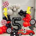 2 x Race Car Balloons - Checkered Balloons Lightning Bolt Balloon Tire Balloon for 5th Cars Birthday Decorations - Race Car Birthday Party Decorations