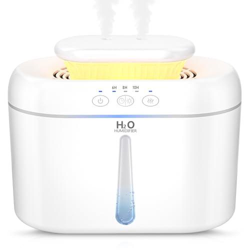 COO Humidifiers for Bedroom, 2L Tank for Large Room, 30 Hour Runtime, 28dB Quiet Cool Mist Humidifier for Home, Baby Nursery, Plants, Indoor, Office, Easy to Fill & Clean,Night Light and Auto Shut-off