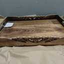 Mela Artisans Orchid Design Wooden Decorative Tray with Handles | 16x12x2.5 Mango Wood Ottoman Tray | for Kitchen Countertop | Coffee Table | Snacks | Desserts | Breads | Bedroom Decor