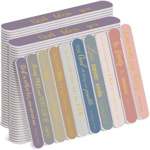 50 Pack Mother's Day Christian Gifts Bulk for Women Scripture Mini Nail Files Christian Party Favors Bible Verse Emery Boards Religious Gifts for Teacher Employee Staff Coworkers Office Supplies