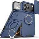 Chubbycable Phone Case for iPhone 17 Pro Max Chubbyarmor 2.0 Military-Grade Shockproof Magnetic Case with Camera Slide & 360 Kickstand Ring, Blue