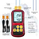 Thermocouple Thermometer Digital K Type Thermocouple,Dual Channel Thermocouple Tester(-238~3212) with 4 K-Type Thermocouples LCD Display Temperature Tester for K/J/T/E/R/S/N Type