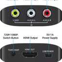 GINGIN RCA to HDMI,AV to HDMI Converter,Composite to HDMI Converter Compatible with WII,PS One,PS2,PS3,STB,Xbox,VHS,VCR,Blue-Ray DVD,with 3.3ft HDMI Cable