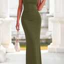 BTFBM Spring Dress for Women Sleeveless Solid Bodycon Homecoming Prom Cocktail Wedding Guest Dresses Summer Clothing (Green, L)