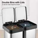16 Gallon Dual Compartment Trash Can, 60L 2x30L Stainless Steel Step Trash and Recycling Bin, Soft Close Lid, Fingerprint Proof, No Inner Bucket, for Kitchen Bathroom Bedroom Office | 2x30L Stainless Steel Step Trash and Recycling Bin, Soft Close Lid, Fingerprint Proof, No Inner Bucket for Kitchen