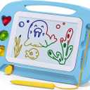 SGILE Magnetic Drawing Board for Kids, Toddlers Toys for 1 2 3 4 Year Old, Etch & Sketch Pad with 4 Stamps, Learning and Educational Toys for Boys Girls Gift, 25 x 18 CM (10  7 in), Light Blue