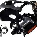 YBEKI Pro-Grade Spin Bike Pedals with Toe Clips & 4D Adjustable Straps - 9/16" Alloy Spindle for Mountain Road Bikes/Peloton/Schwinn/Sunny Bikes | 500lb Load Capacity 