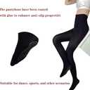 2-Pack Slightly Transparent Tights for girls, High Elasticity Sheen Glossy Anti-Slip for Work Dance Casual (Black, L)
