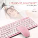 Wireless Keyboard and Mouse Combo, Compact Quiet Wireless Keyboard and Mouse Set 2.4G Ultra-Thin Sleek Design for Windows, Computer, Desktop, PC, Notebook, Laptop (Pink)