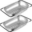 2 Pcs Over the Sink Colander, Strainers and Colanders for Kitchen Sink Strainer Basket with Expandable Handles Stainless Steel Strainer,Pasta Vegetable Food Fruit Strainer