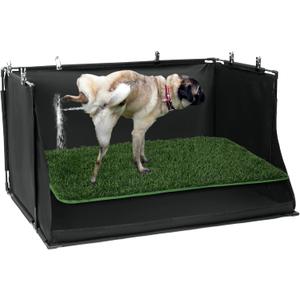 MABOZOO Dog Pee Pad Holder with Artificial Grass, 33.8 * 24 * 17.7 in Foldable Indoor Dog Potty Tray with Hemmed Edge, No Spill Pee Pad Holder Tray Puppy Litter Box for Dogs