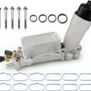 926-959 926-876 3.6L Upgraded Aluminum Engine Oil Cooler Filter Housing for 2011-2016 Dodge Journey Charger Challenger Caravan Durango Avenger Ram Jeep Wrangler Cherokee Chrysler 200 300 Town Country (Plastic Cap)