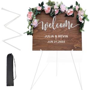 Display Easel Stand for Wedding Sign & Poster 63'' Portable Art Easel for Floor Adjustable Metal Easel White