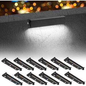 12-Packs 3W 7inch LED Hardscape Paver Lighting,12V AC/DC Low Voltage Retaining Wall Lights,Landscape Lighting,5000K Daylight White Outdoor Step Light,50,000 Hours Lifespan, Black