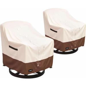 JinHrtoyi Outdoor Chair Covers 2 Pack,30Wx34Dx38H inches Patio Chair Cover,100% Waterproof Heavy Duty Outdoor Furniture Covers Waterproof, Beige&Brown Modern Style Patio Furniture Cover