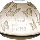 2 x Cello Porcelain Tealight Holder Dome - Special Friend Butterfly Design with 3D Projection & Loving Message for Scented Unscented Tealights & LED Candle Wax Warmer Mom Easter Women Gifts Ornament Home