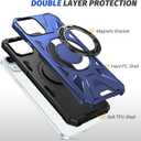 Compatible with iPhone 15 Case, with 1X HD Screen Protector, Compatible with MagSafe, 360Rotatable Invisible Ring for Magnetic Car Mount, Rugged Drop Protection for iPhone case (Navy Blue)